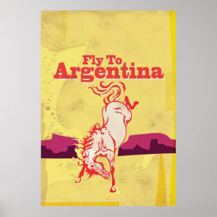 Fly To Argentina vintage travel poster