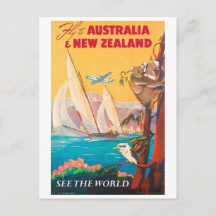 Fly to Australia and New Zealand, see the world Postcard