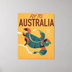 Fly to Australia Sea Turtle travel poster Canvas Print