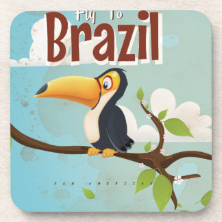 Fly to Brazil vintage Vacation Poster Coaster