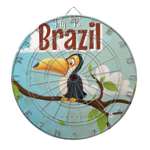 Fly to Brazil vintage Vacation Poster Dartboard