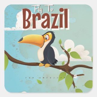 Fly to Brazil vintage Vacation Poster Square Sticker