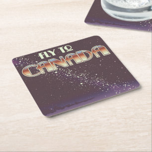 Fly To Canada Square Paper Coaster