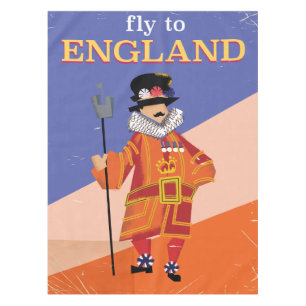 Fly To England vintage travel poster Tablecloth
