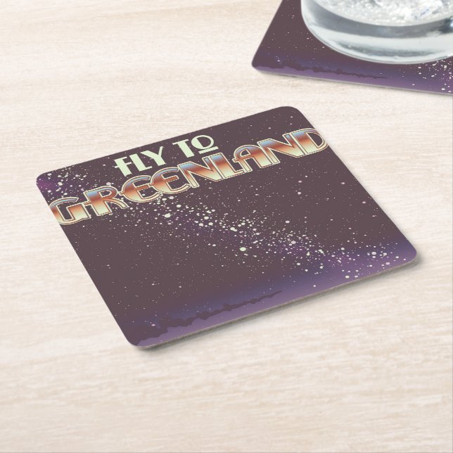 Fly To Greenland Square Paper Coaster (Angled)