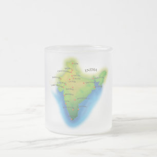 Fly To India Frosted Glass Coffee Mug