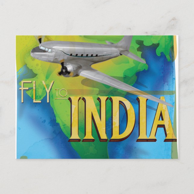 Fly To India Postcard (Front)
