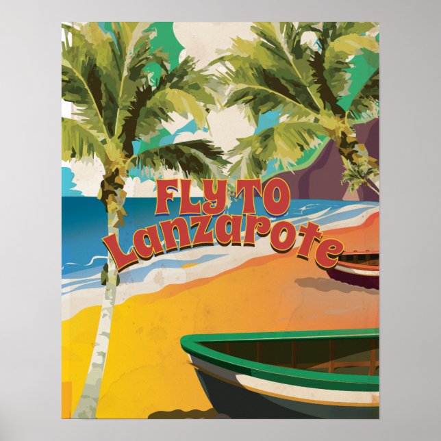 Fly to Lanzarote Vintage Poster (Front)