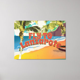 Fly to Lanzarote Vintage Poster Canvas Print