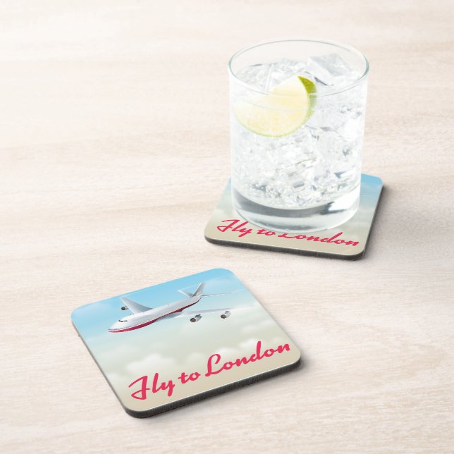 Fly To London Plane poster Coaster (Right Side)