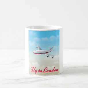 Fly To London Plane poster Coffee Mug