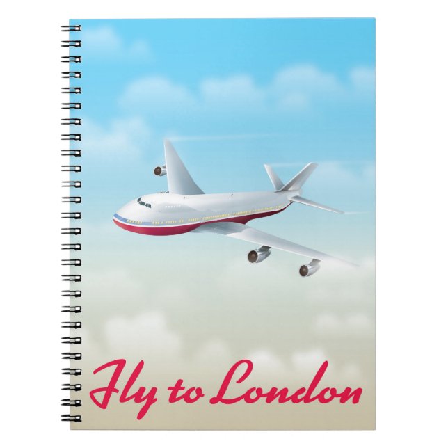 Fly To London Plane poster Notebook (Front)