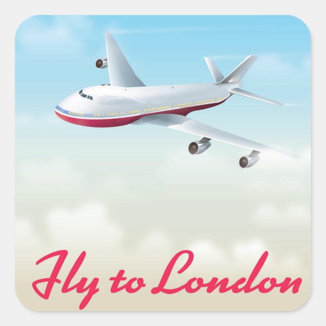 Fly To London Plane poster Square Sticker (Front)