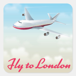 Fly To London Plane poster Square Sticker