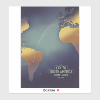 Fly to South America From Europe map
