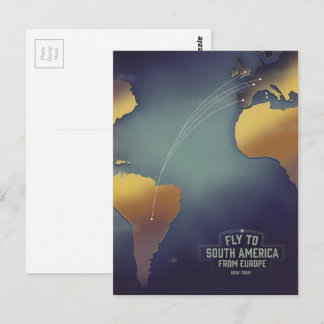 Fly to South America From Europe map Postcard
