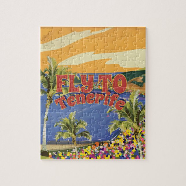 Fly To Tenerife Vintage Travel Poster Jigsaw Puzzle (Vertical)