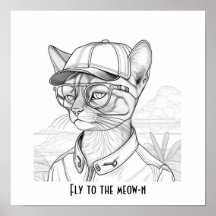 Fly to the meow-n Abyssinian cat art