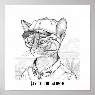 Fly to the meow-n Abyssinian cat art Poster