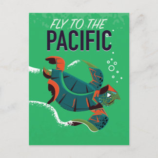 Fly to the Pacific Vintage travel poster Postcard
