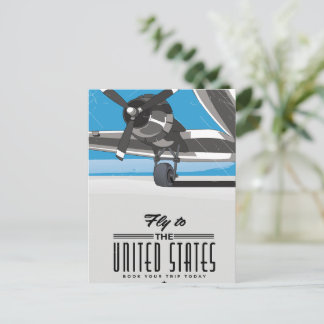 Fly to the United States Travel poster Invitation Postcard