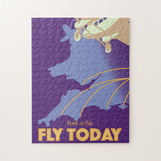 Fly Today Vintage Style travel poster Jigsaw Puzzle