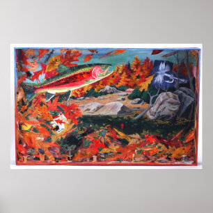 "Fly Tyer Dreams", fly tying, fishing montage art Poster
