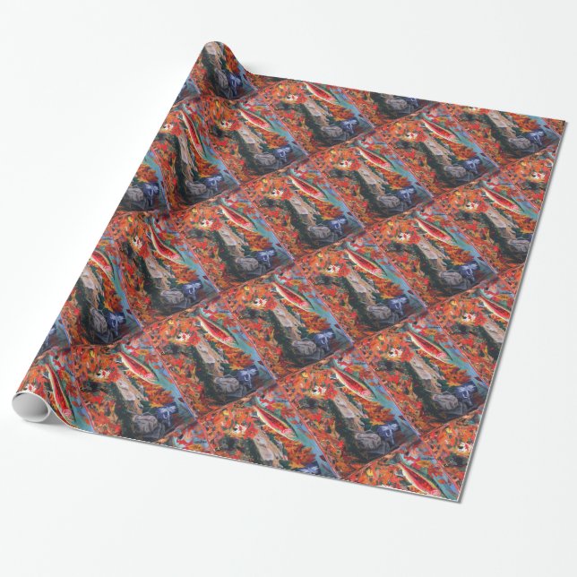 "Fly Tyer Dreams" Trout Fly Fishing Wrapping Paper (Unrolled)