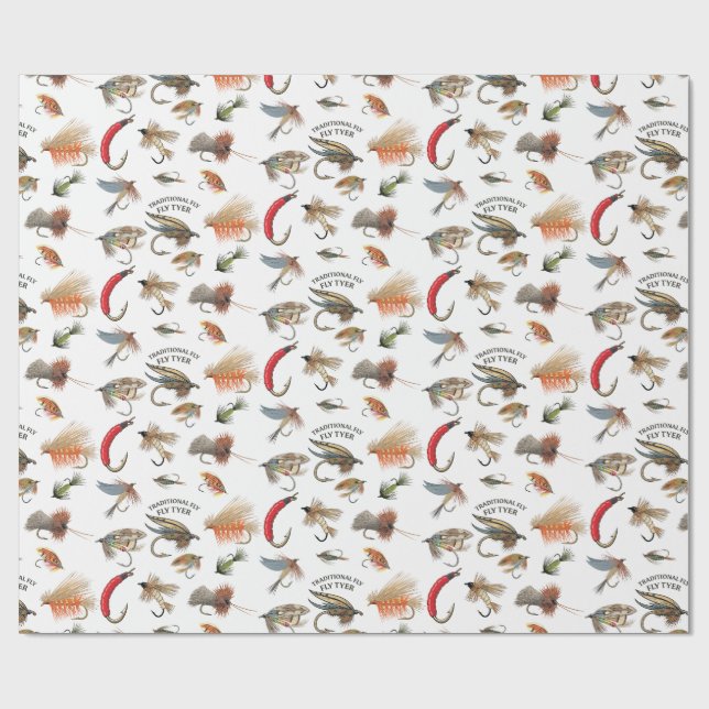 Fly tyers traditional fly pattern  wrapping paper (Flat)