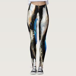 Fly Watercolor Feathers: Seamless Background Leggings