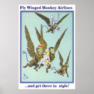 Fly Winged Monkey Airlines Poster