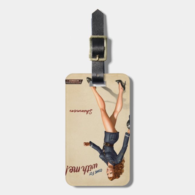 fly with me luggage tag personalise (Front Vertical)