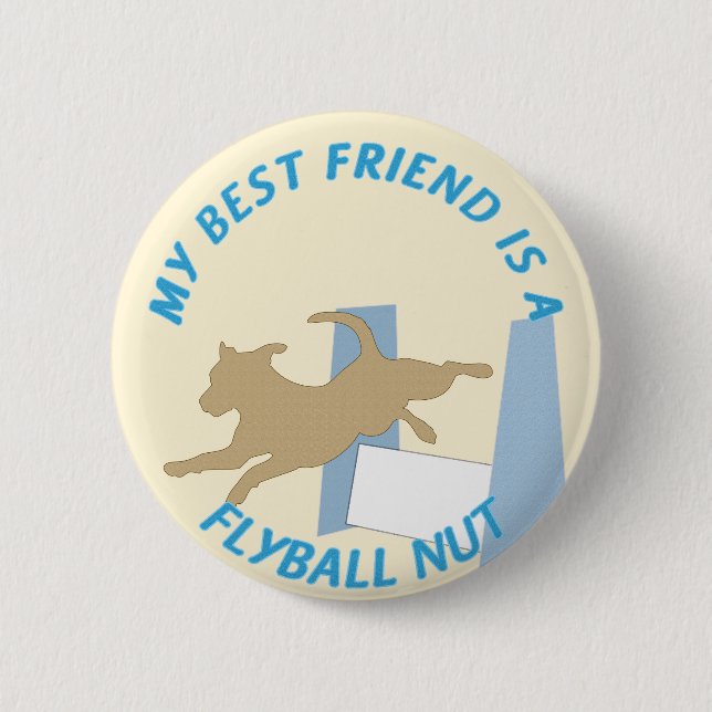 Flyball Nut Text 6 Cm Round Badge (Front)