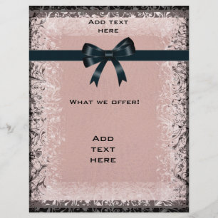 Flyer Antique Old Paper Pink Black Bows Template