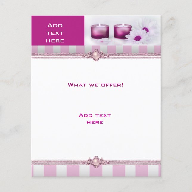 Flyer Beauty Salon Spa Pink White StripeTemplate (Front)