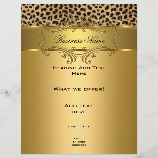Flyer Elegant Classy Gold Black Leopard animal (Front)