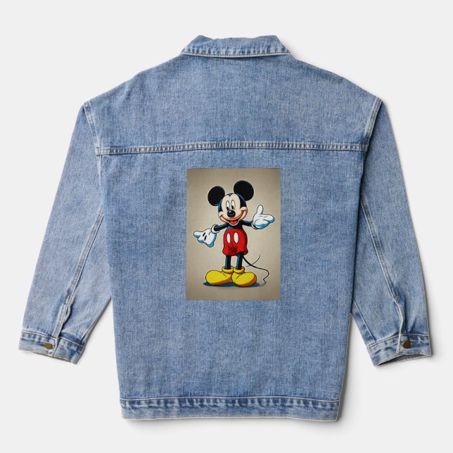 "Flyer-Holding 2D Mickey Tee"  Denim Jacket (Back)