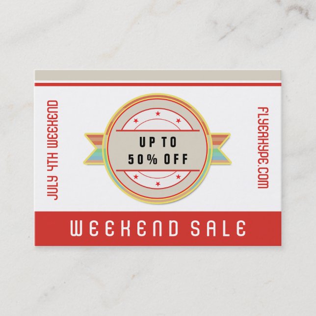 Flyer Hype Badge Store Sale Marketing Red V3 Business Card (Front)