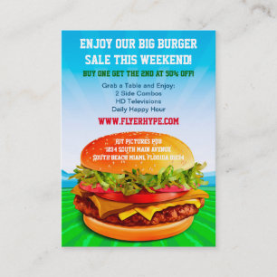 Flyer Hype Burger Cafe Restaurant Eatery Food Business Card