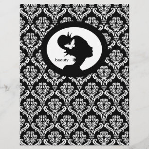 Flyer Salon Butterfly Woman Silhouette Black White