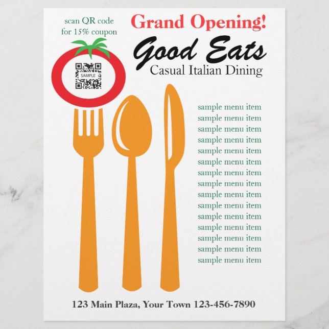 Flyer Template Casual Dining Italian (Front)