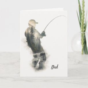 "Flyfisherman Double Exposure" Greeting Card