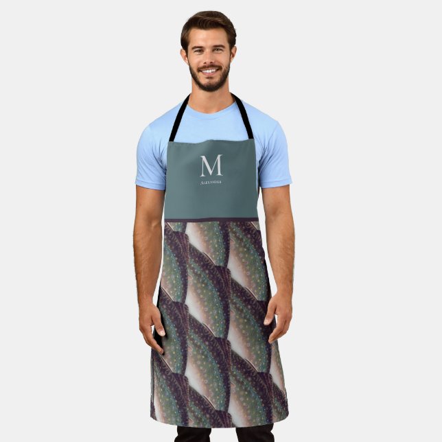 Flyfishing Trout Fisherman  Blue River  Monogram Apron (Worn)
