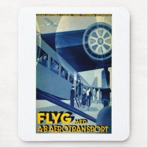 Flyg A-B Aero Transport Vintage Travel Ad Mouse Mat