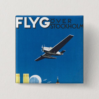 Flyg Over Stockholm 15 Cm Square Badge