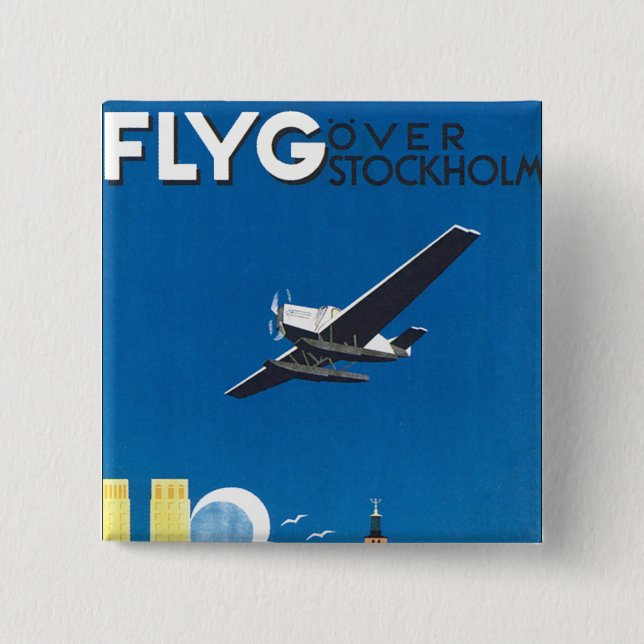 Flyg Over Stockholm 15 Cm Square Badge (Front)
