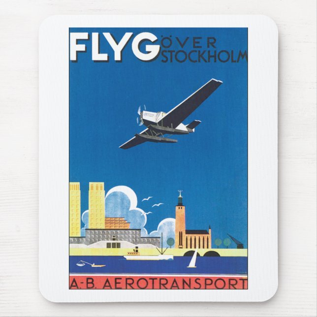 Flyg Over Stockholm Mouse Mat (Front)
