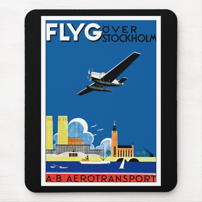 Flyg Over Stockholm Mouse Mat (Front)