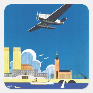 Flyg Over Stockholm Square Sticker