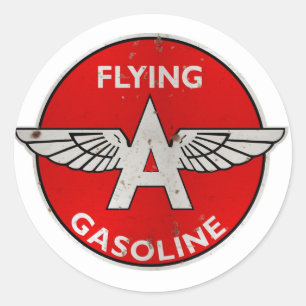 Flying A Gasoline rusted version Classic Round Sticker